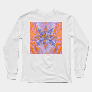 Abstract Digital Art in Lilac and Orange Tones Long Sleeve T-Shirt